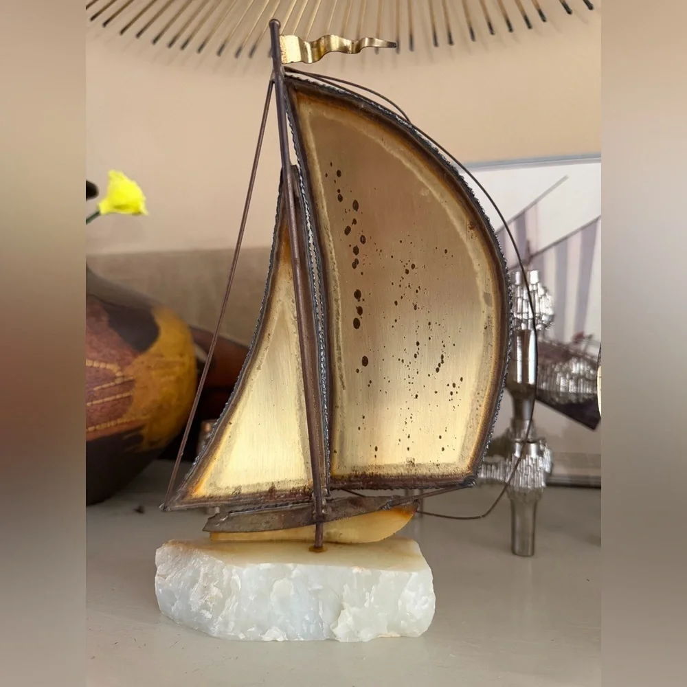 Vintage DeMott Brutalist Sailboat Sculptures - Set of Two